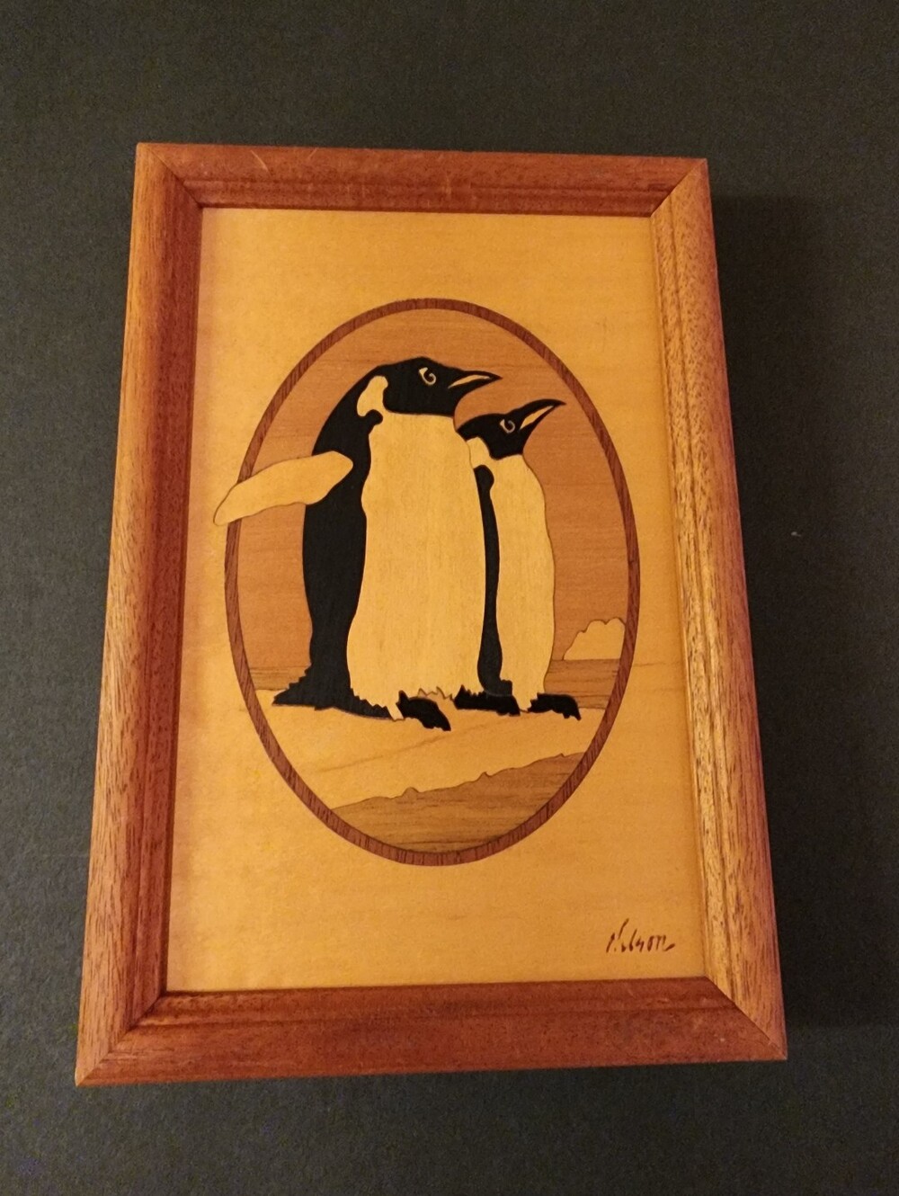 Vintage Hudson River Inlay-Penquins-By Jeff Nelson Signed